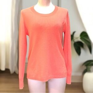 J.Crew 100% Cashmere Sweater Med Coral Orange Crewneck